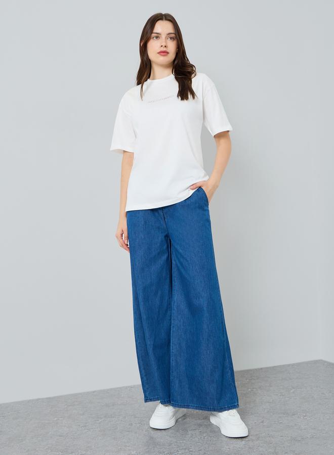 Styli White Off White Graphic Print Cotton T-Shirt - Image 1